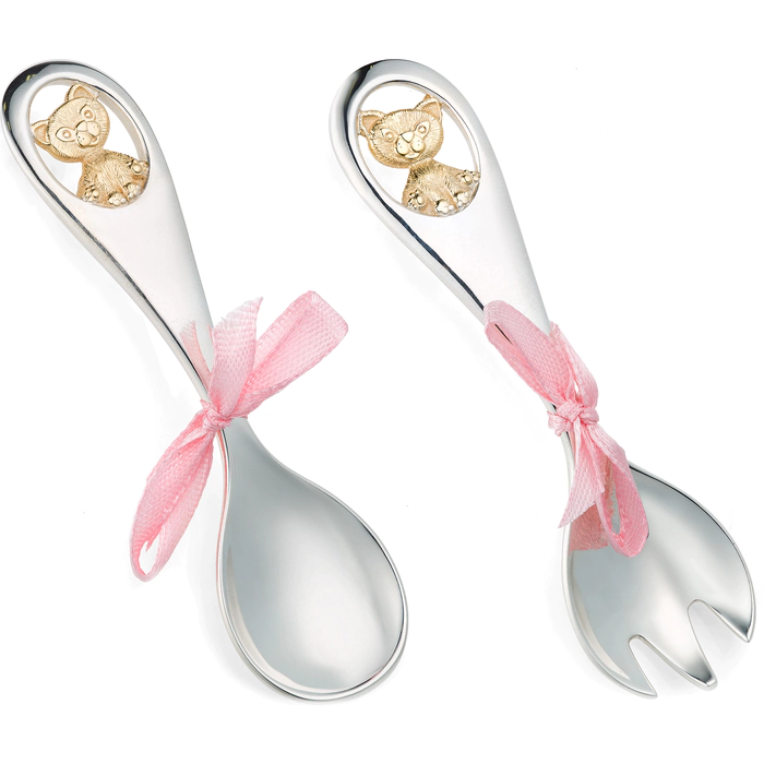 A set of silver children's cutlery "Kittens"